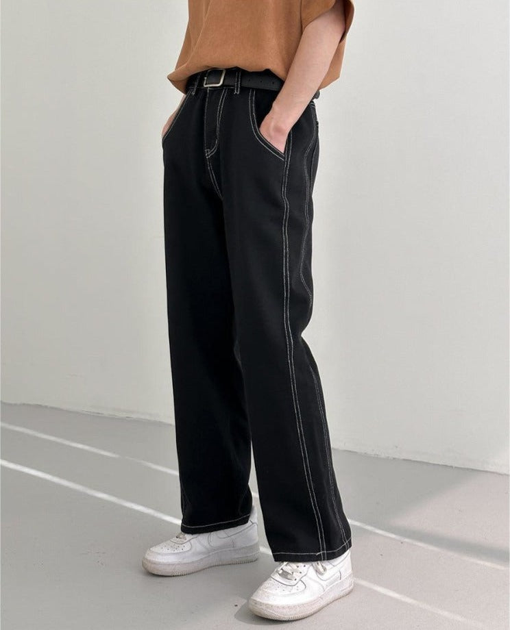 Straight-Casual-Side-Line-Pants – The Korean Fashion