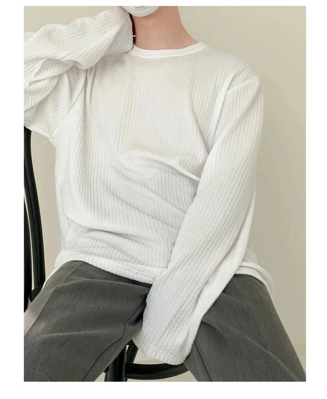 Stripe Anti-wrinkle Round Neck Bottoming Shirt