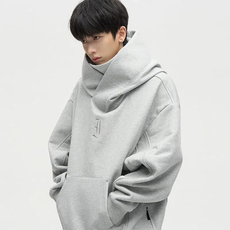 Oversize Fleece Hooded Ninja Sweatshirt S Gray