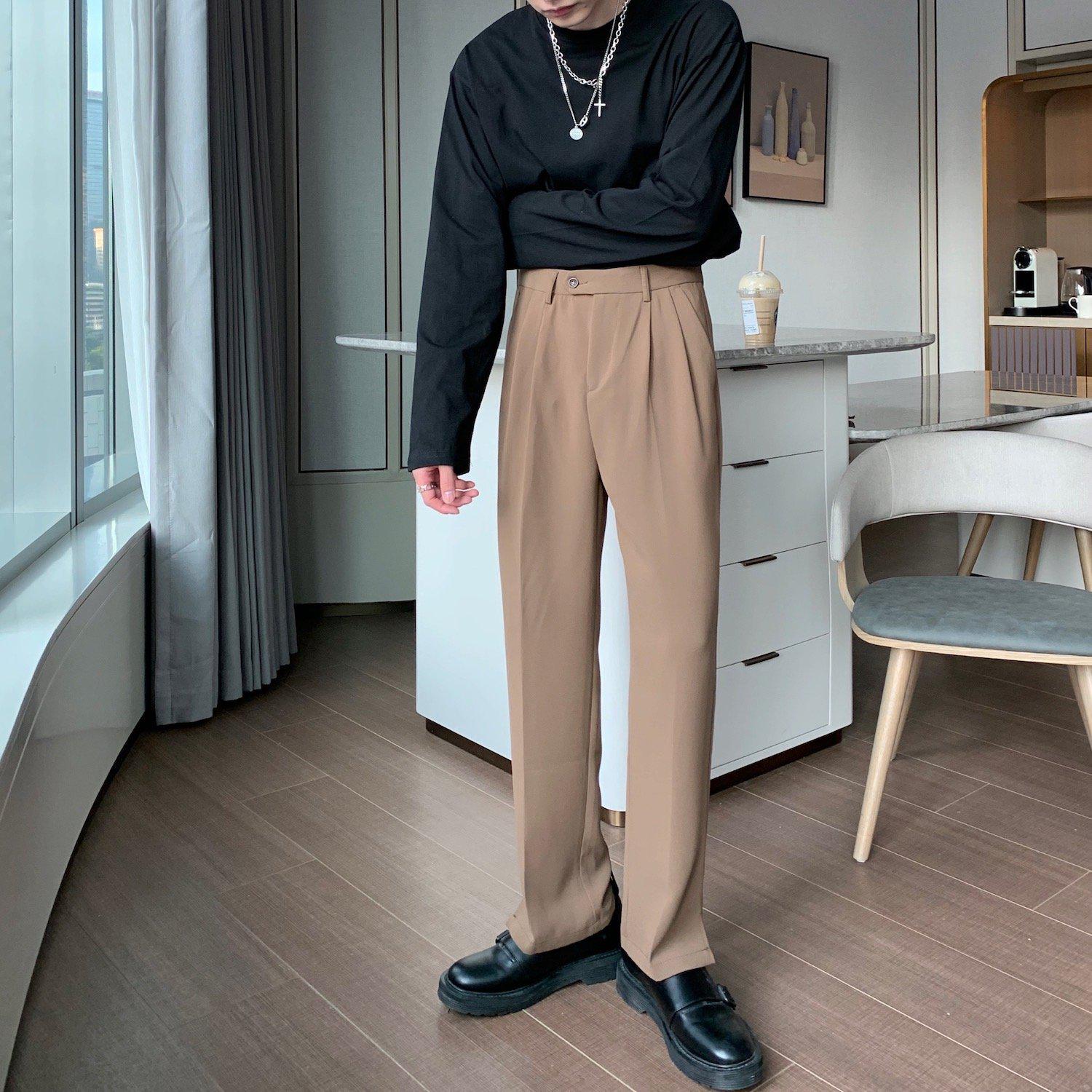 Xianrenge Chiffon High Waist Wide Leg Pants Women Korean Fashion Casual  Drape Elegant Trousers Clothing, Black