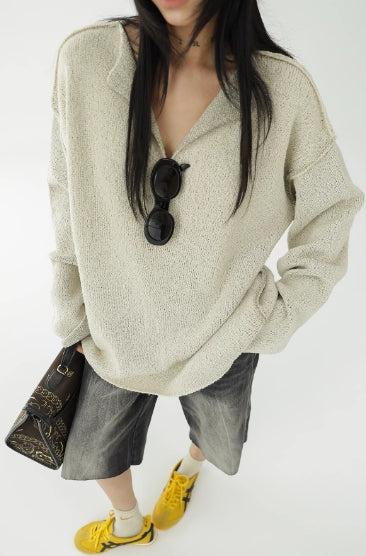 Oversized V-Neck Sweatshirt