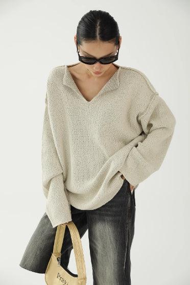 Oversized V-Neck Sweatshirt