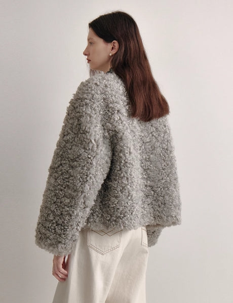 Button Closure Fur Jacket