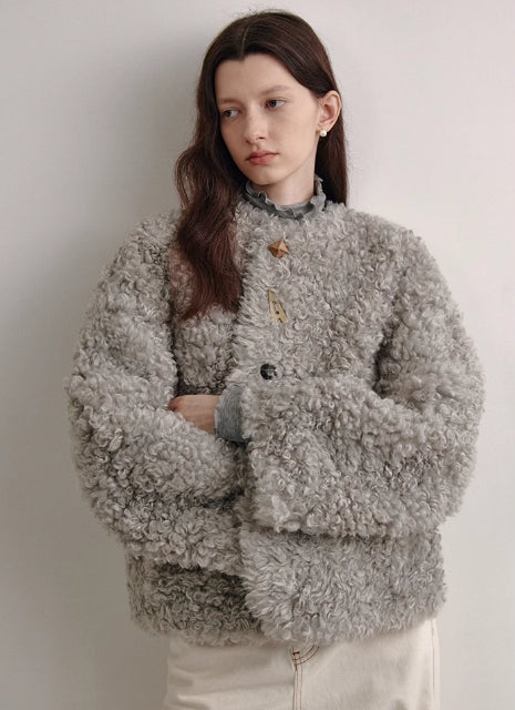 Button Closure Fur Jacket