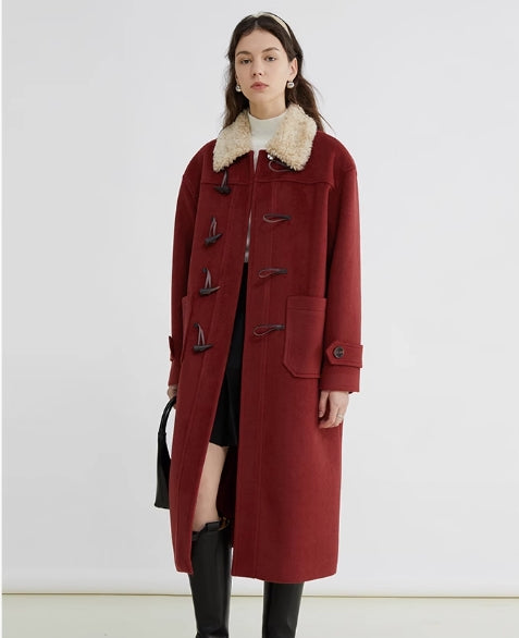 Toggle Closure Wool Collar Coat