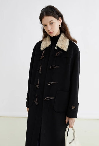 Toggle Closure Wool Collar Coat