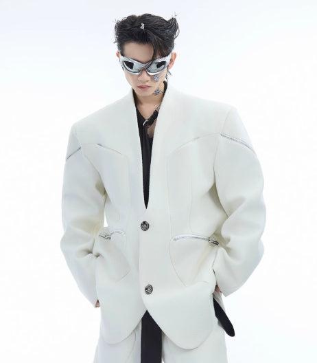 Deconstructed Zipper Suit Jacket Set-The Korean Fashion