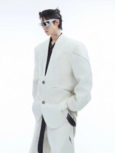 Deconstructed Zipper Suit Jacket Set-The Korean Fashion