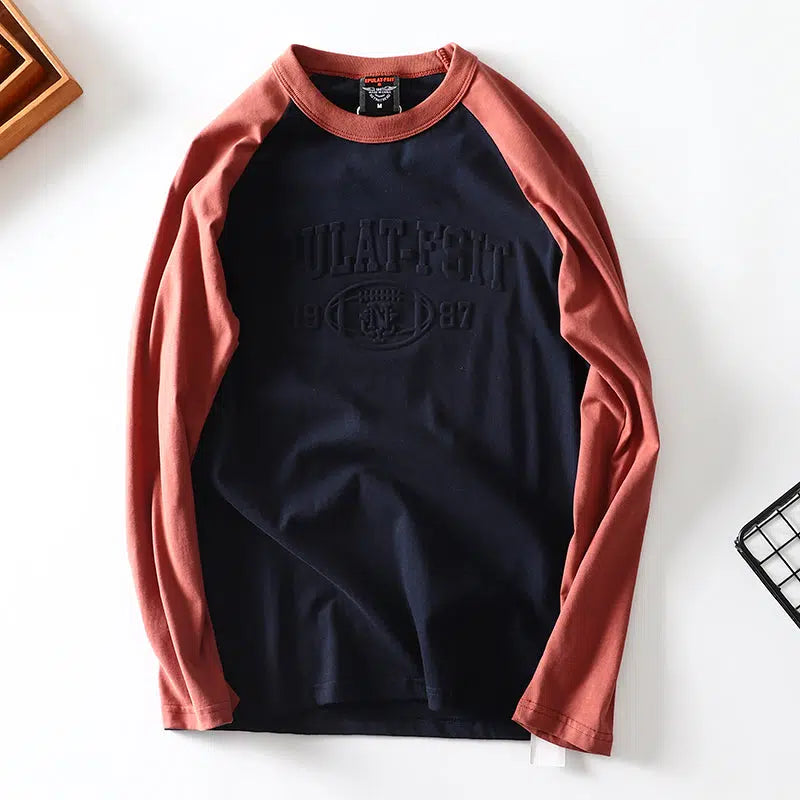 3D Embossed Text Print Crew Neck Sweatshirt