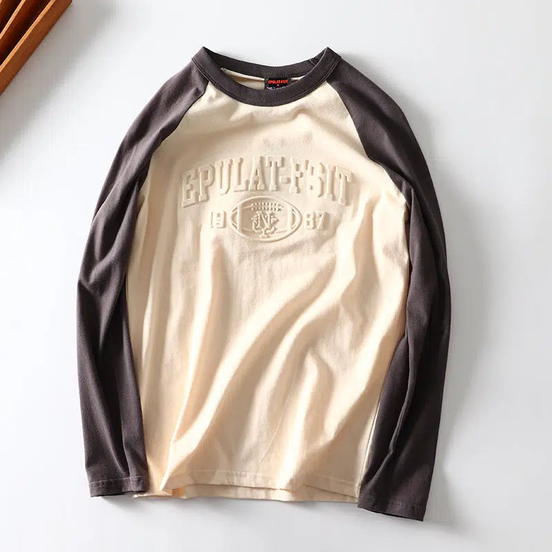 3D Embossed Text Print Crew Neck Sweatshirt