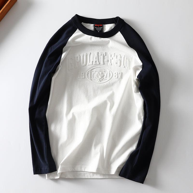 3D Embossed Text Print Crew Neck Sweatshirt