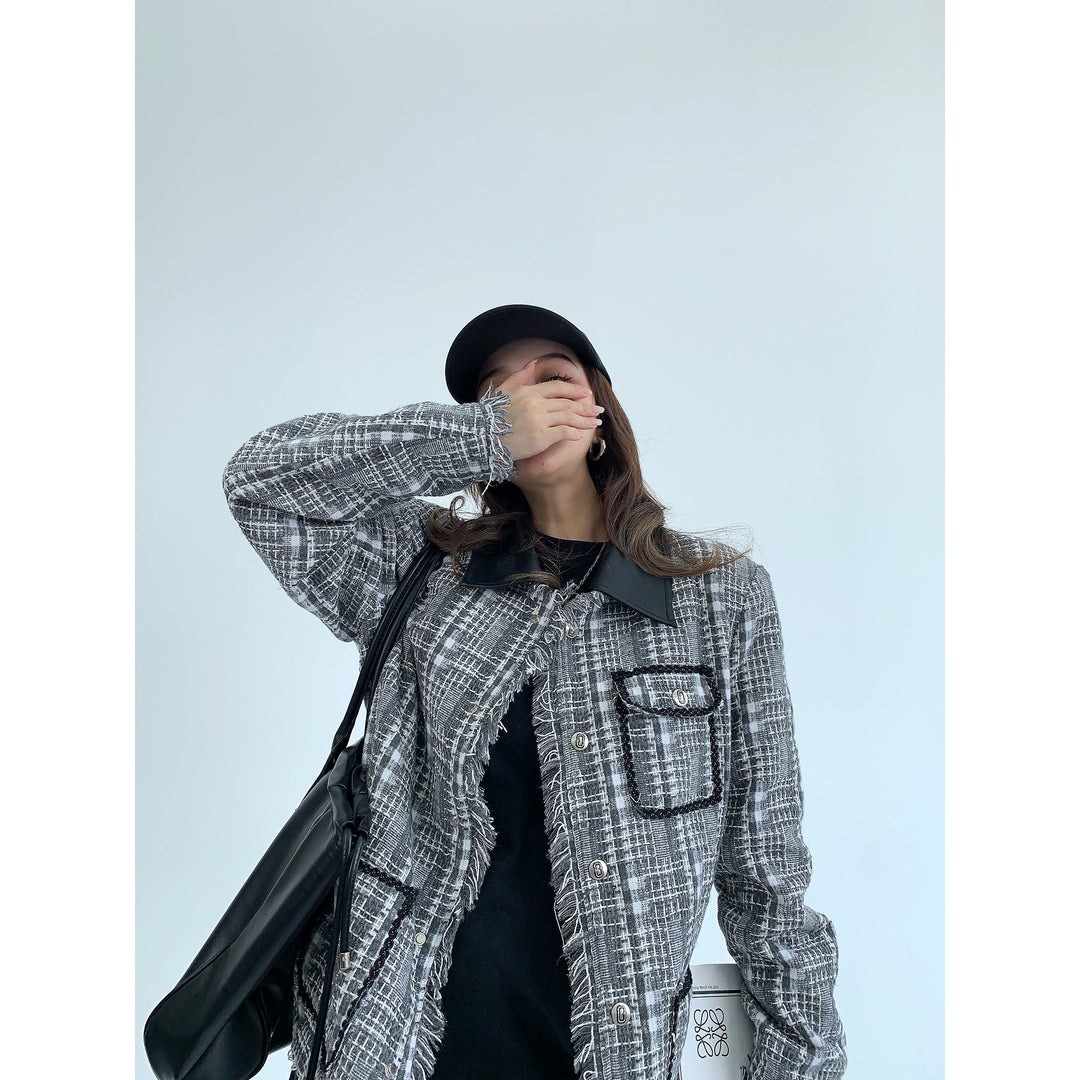 Plaid Fringe Coat