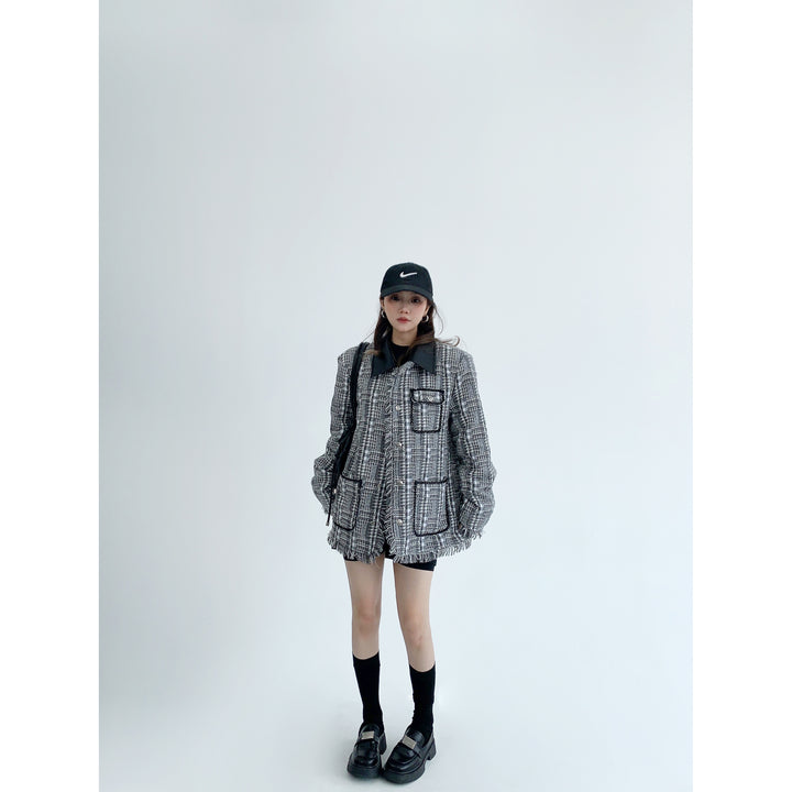 Plaid Fringe Coat