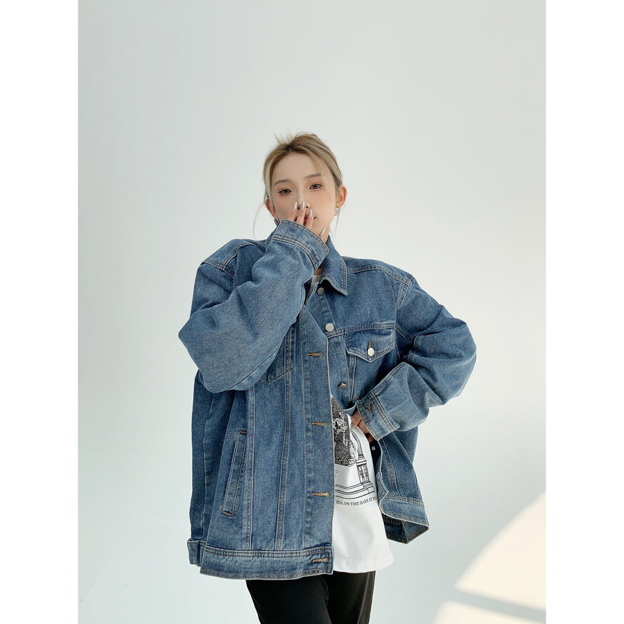 Denim Oversized Jacket-The Korean Fashion