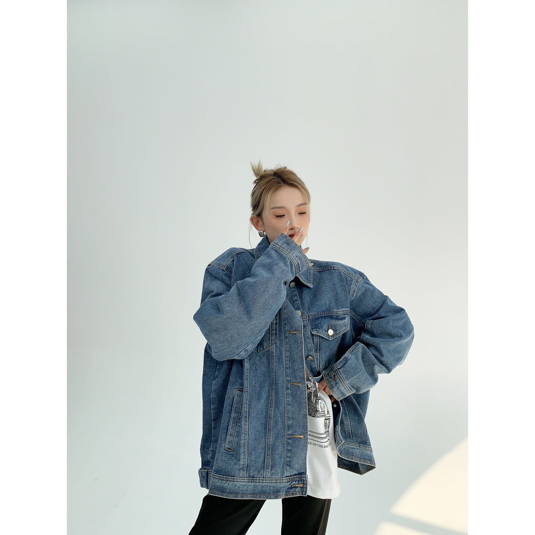 Denim Oversized Jacket-The Korean Fashion