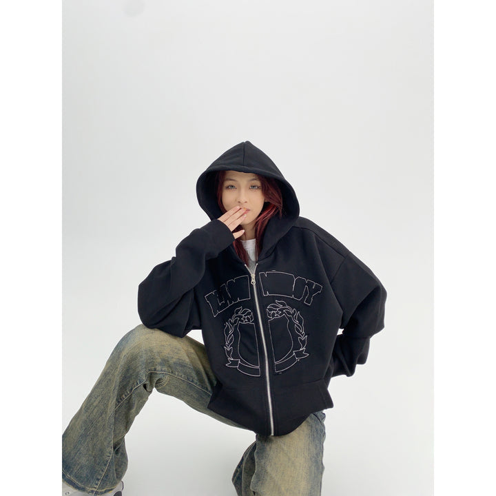 Hooded Zip-Up Women's Coat-The Korean Fashion