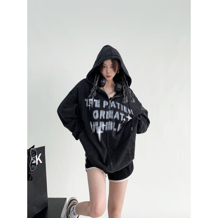 Hooded Graphic Oversized Coat