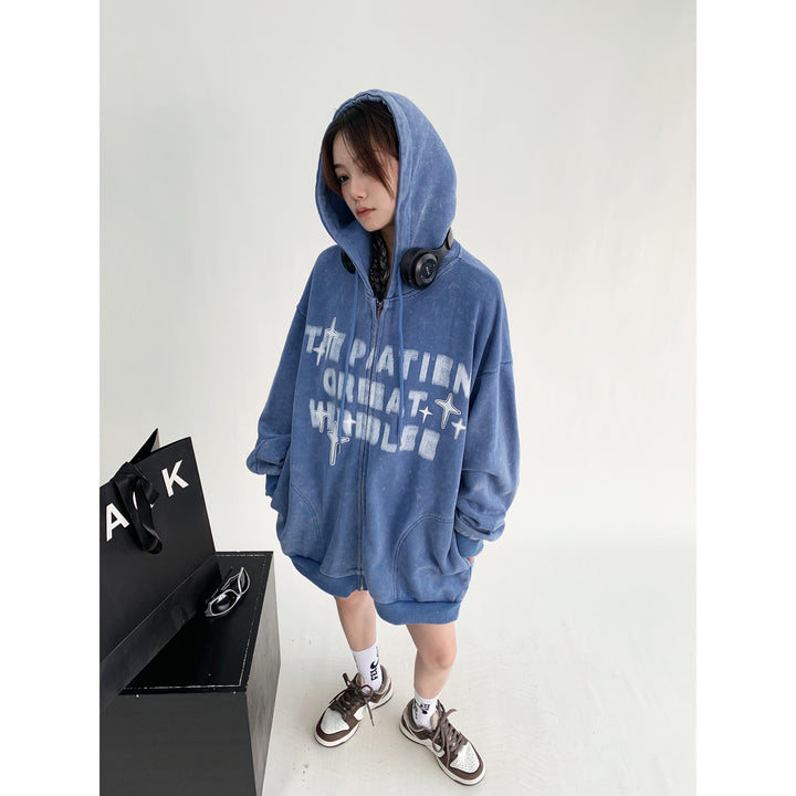 Hooded Graphic Oversized Coat-The Korean Fashion