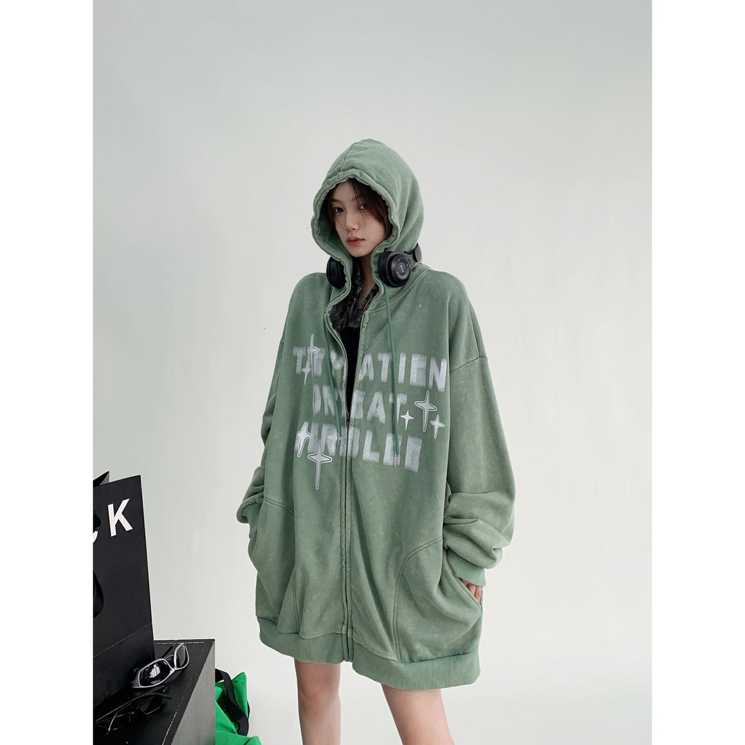 Hooded Graphic Oversized Coat