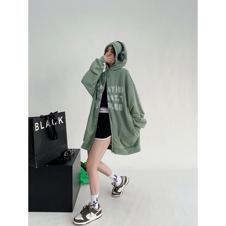 Hooded Graphic Oversized Coat