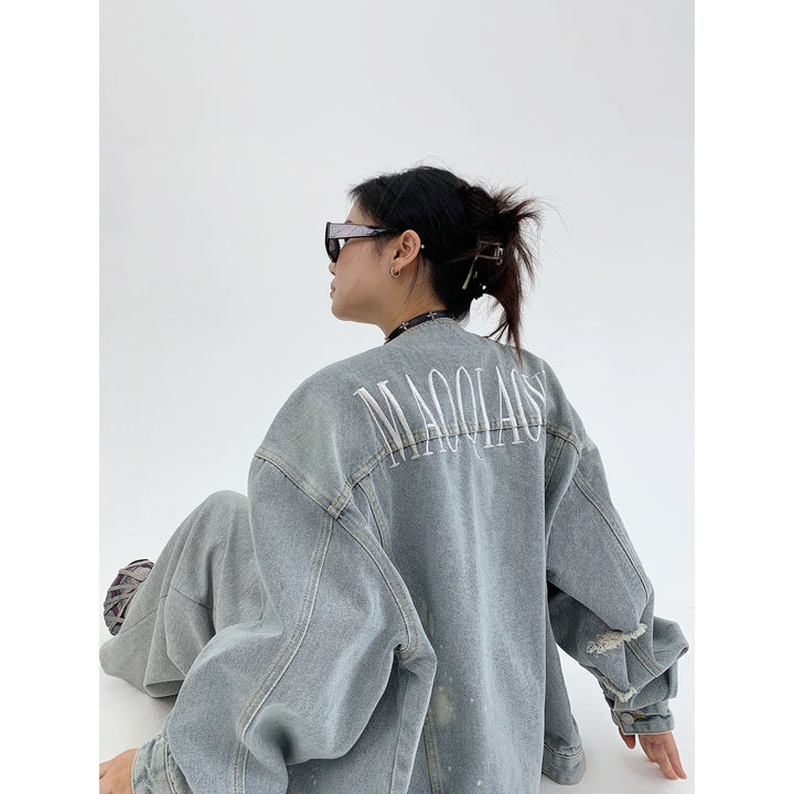 Letter Embroidery Denim Jacket