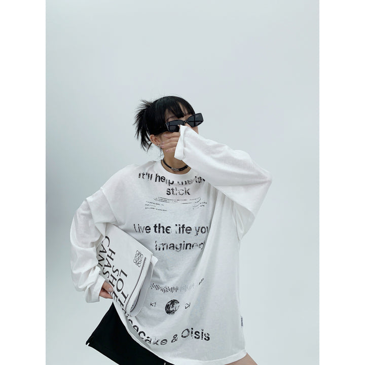 Long Sleeve Graphic Turtleneck Top-The Korean Fashion