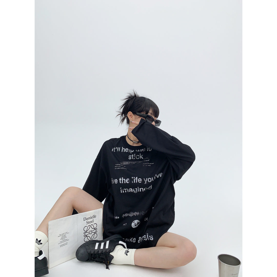 Long Sleeve Graphic Turtleneck Top-The Korean Fashion