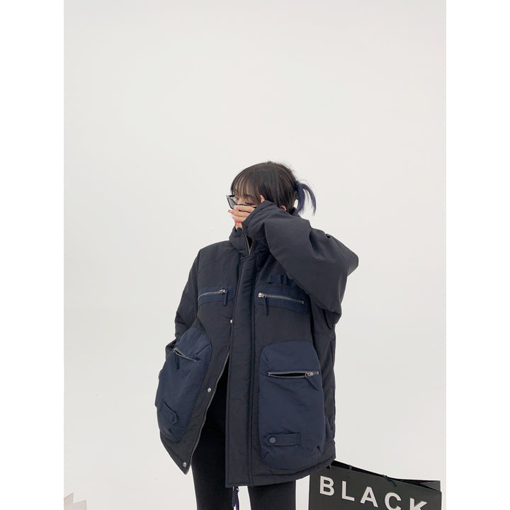 Multiple Pockets Oversized Hooded Coat-The Korean Fashion