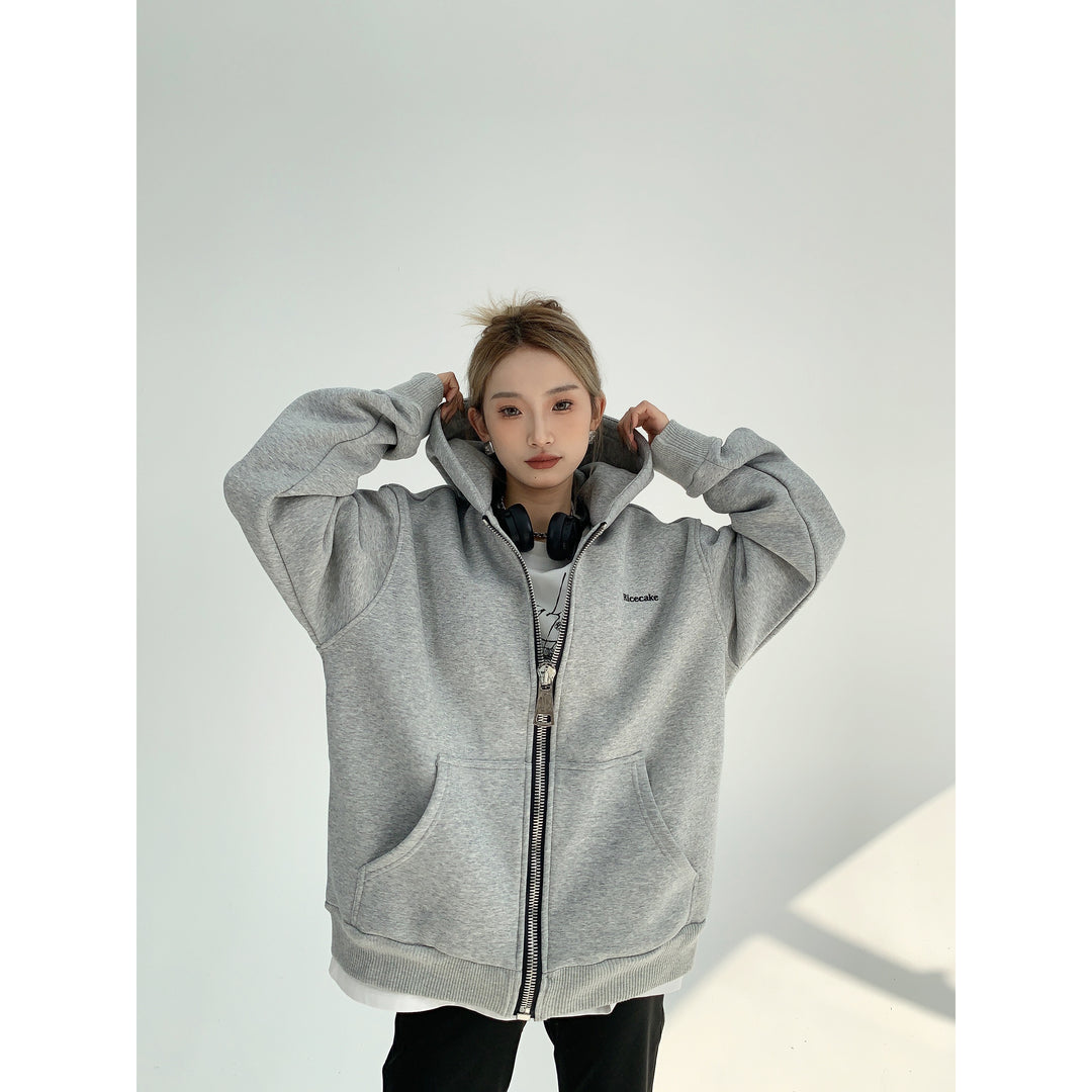 Zip-Up Hooded Coat-The Korean Fashion