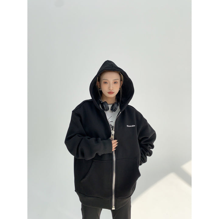 Zip-Up Hooded Coat-The Korean Fashion