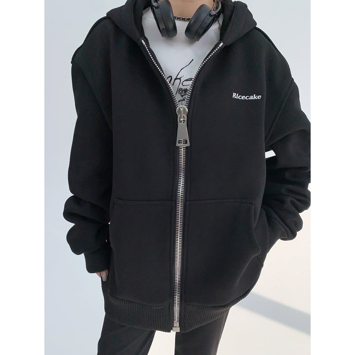 Zip-Up Hooded Coat-The Korean Fashion