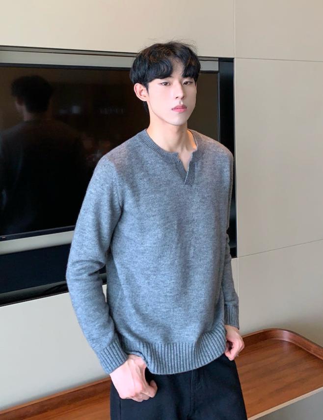 Versatile V-Neck Knit Sweater-The Korean Fashion