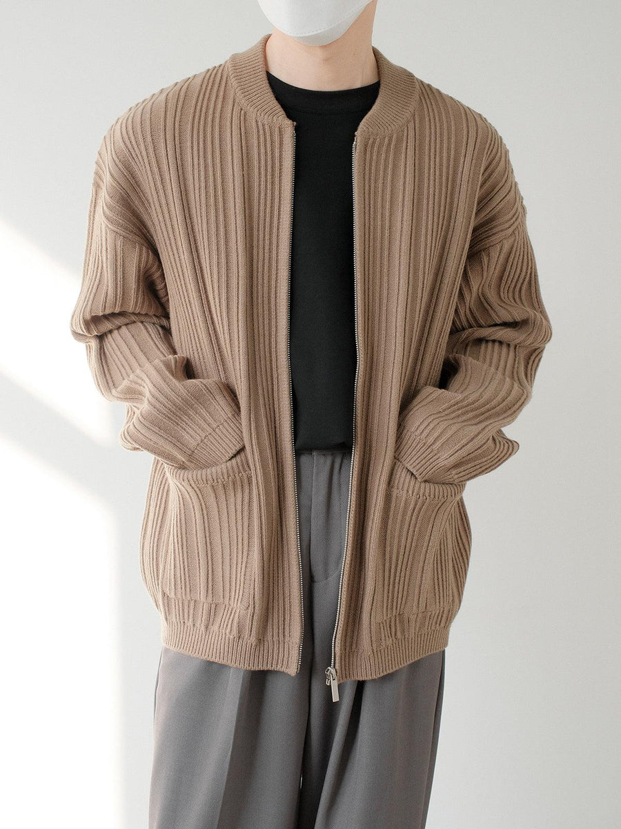 Ribbed Knit Cardigan Jacket-The Korean Fashion