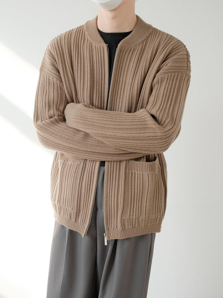 Ribbed Knit Cardigan Jacket-The Korean Fashion