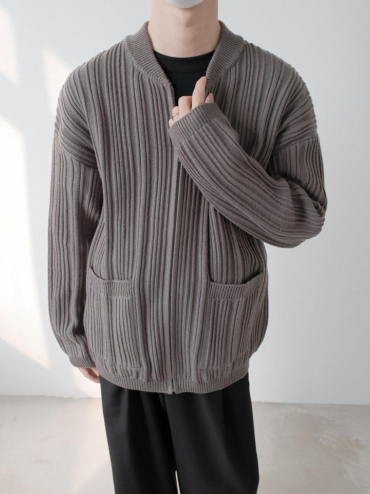 Ribbed Knit Cardigan Jacket-The Korean Fashion