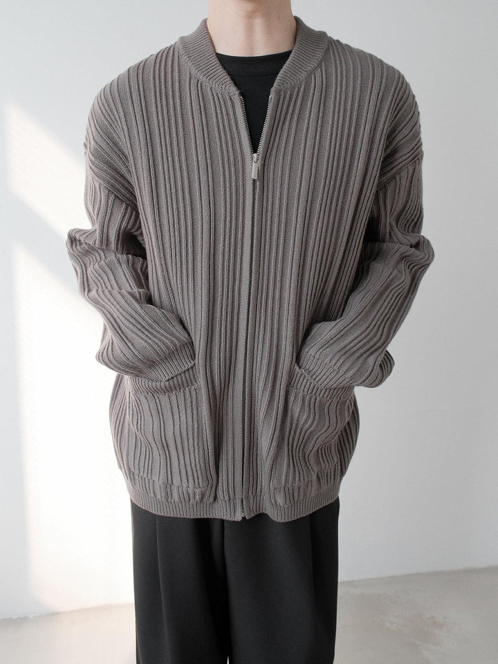 Ribbed Knit Cardigan Jacket-The Korean Fashion