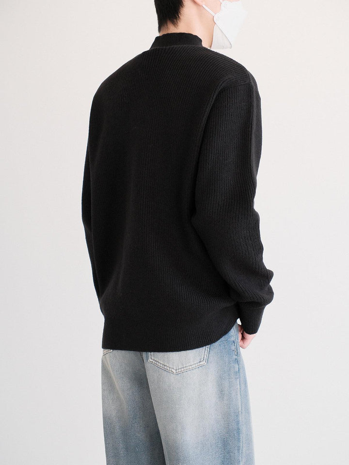 Ribbed Knit Mock Turtleneck Sweater-The Korean Fashion