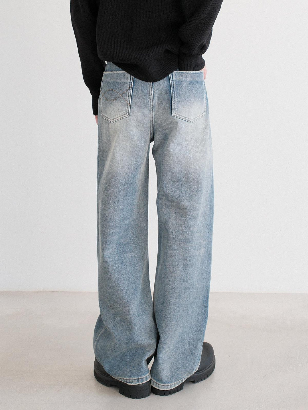 Thickened Wide-Leg Denim Pants-The Korean Fashion