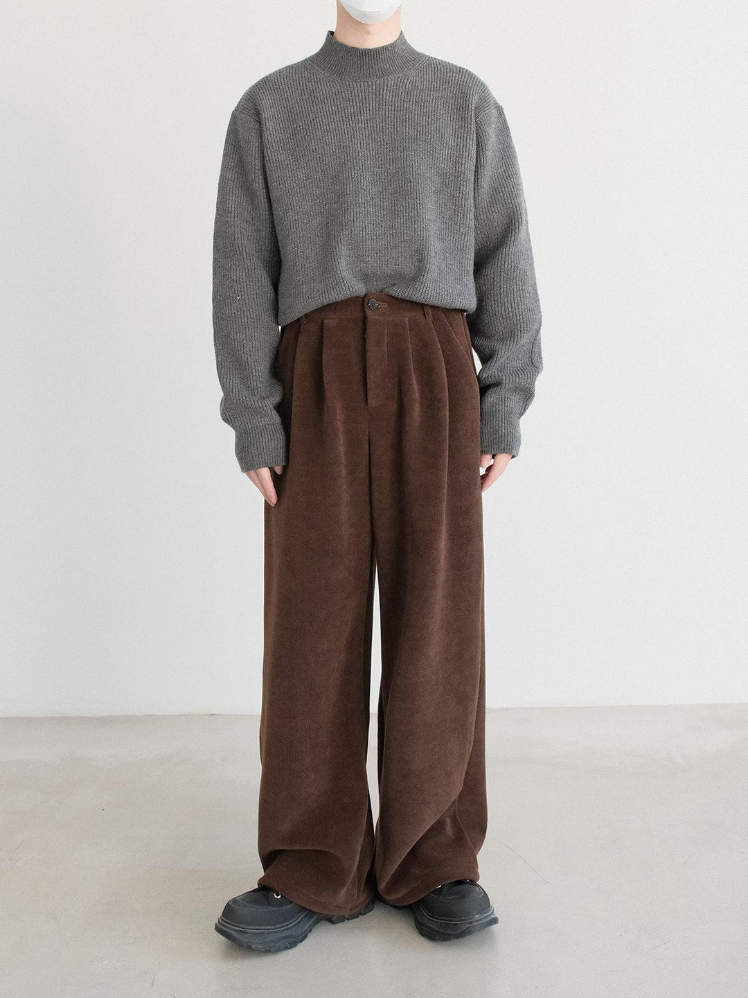 Heavy Plush Wide Corduroy Casual Pants-The Korean Fashion