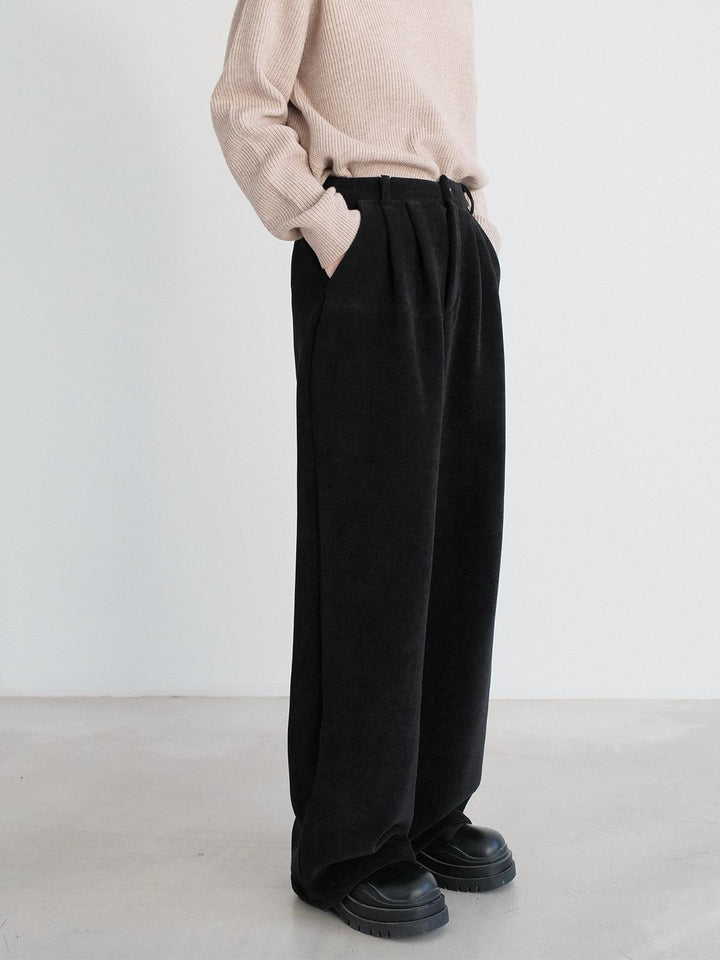 Heavy Plush Wide Corduroy Casual Pants-The Korean Fashion