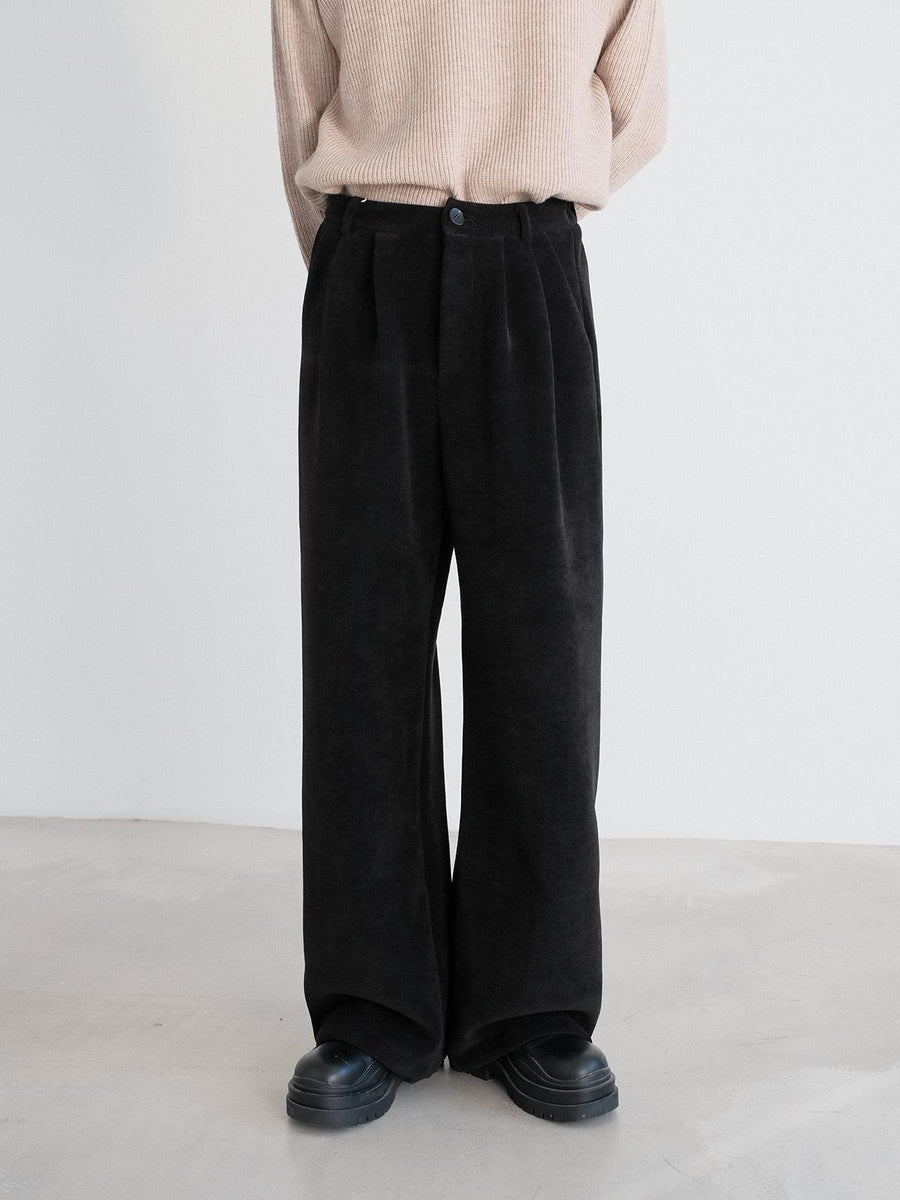 Heavy Plush Wide Corduroy Casual Pants-The Korean Fashion