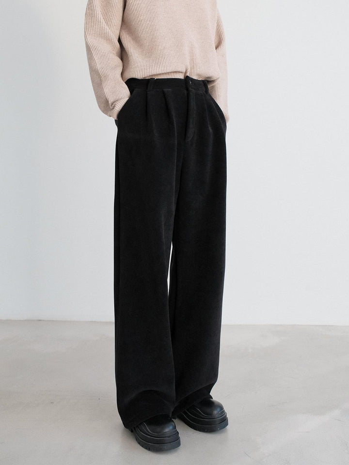 Heavy Plush Wide Corduroy Casual Pants-The Korean Fashion