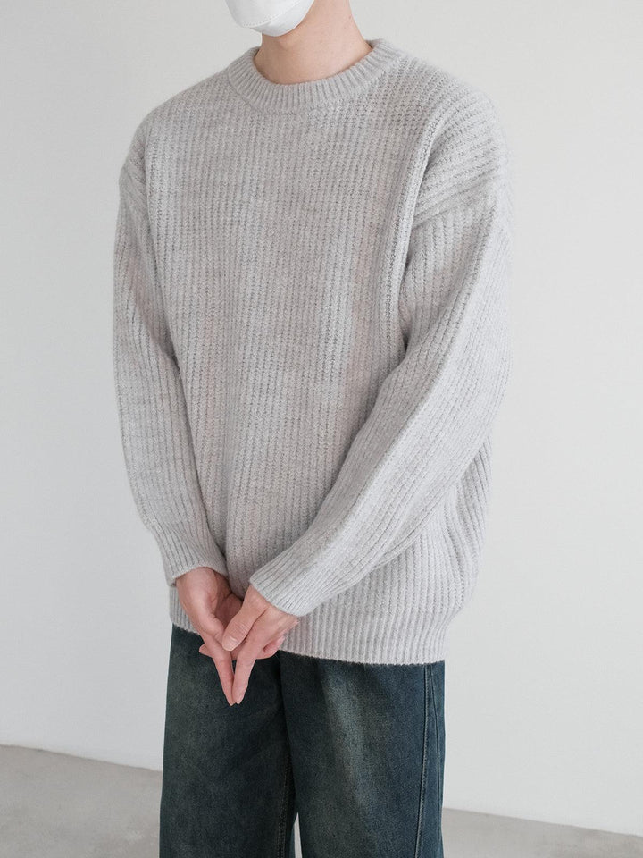 Ribbed Knit Pullover Sweater-The Korean Fashion