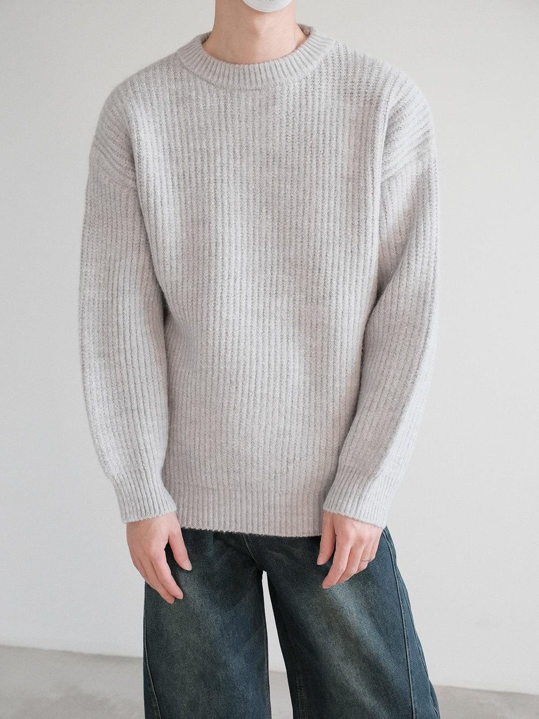 Ribbed Knit Pullover Sweater-The Korean Fashion