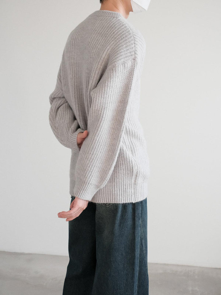 Ribbed Knit Pullover Sweater-The Korean Fashion