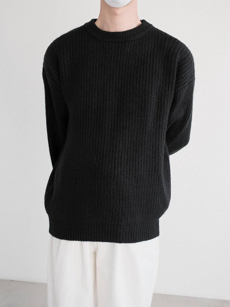 Ribbed Knit Pullover Sweater-The Korean Fashion