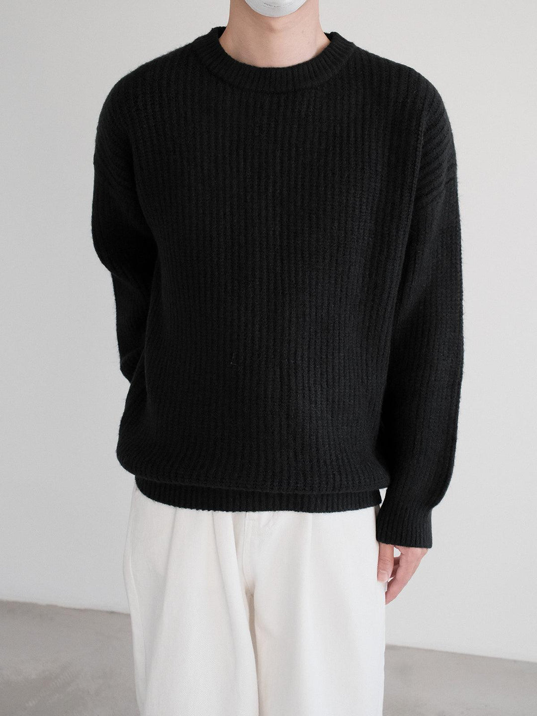 Ribbed Knit Pullover Sweater-The Korean Fashion