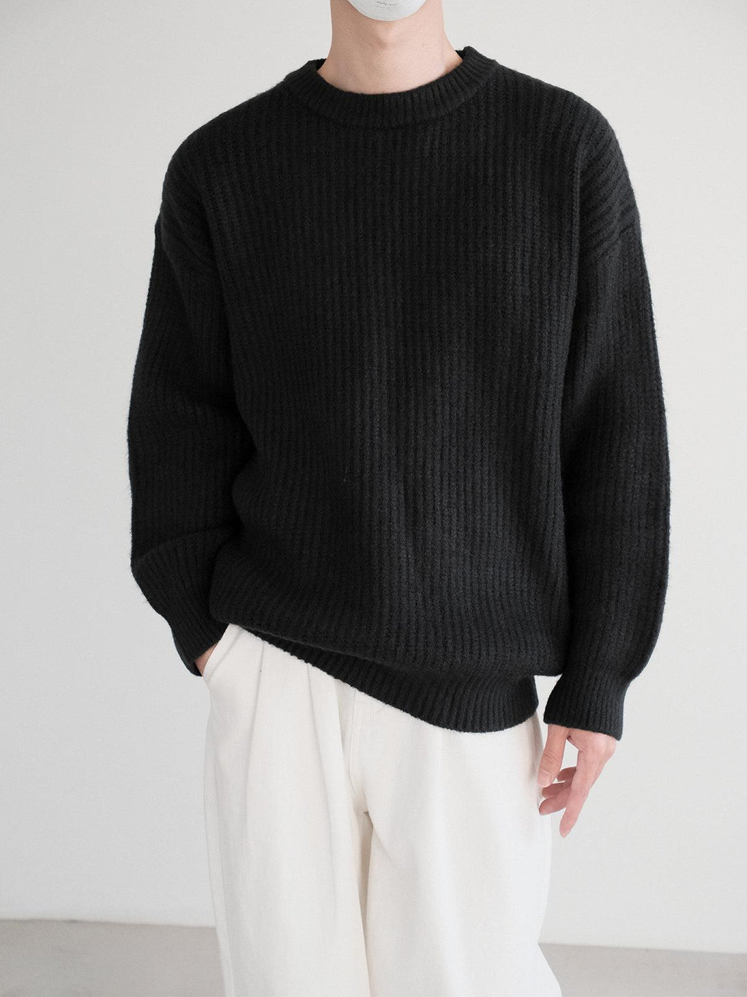 Ribbed Knit Pullover Sweater-The Korean Fashion