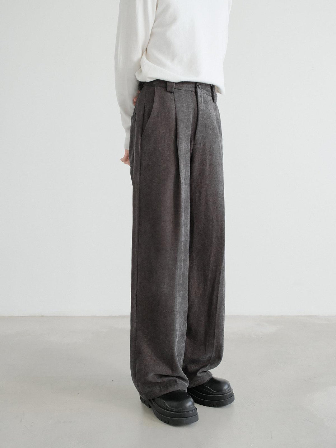 Shiny Straight Velvet Suit Pants-The Korean Fashion