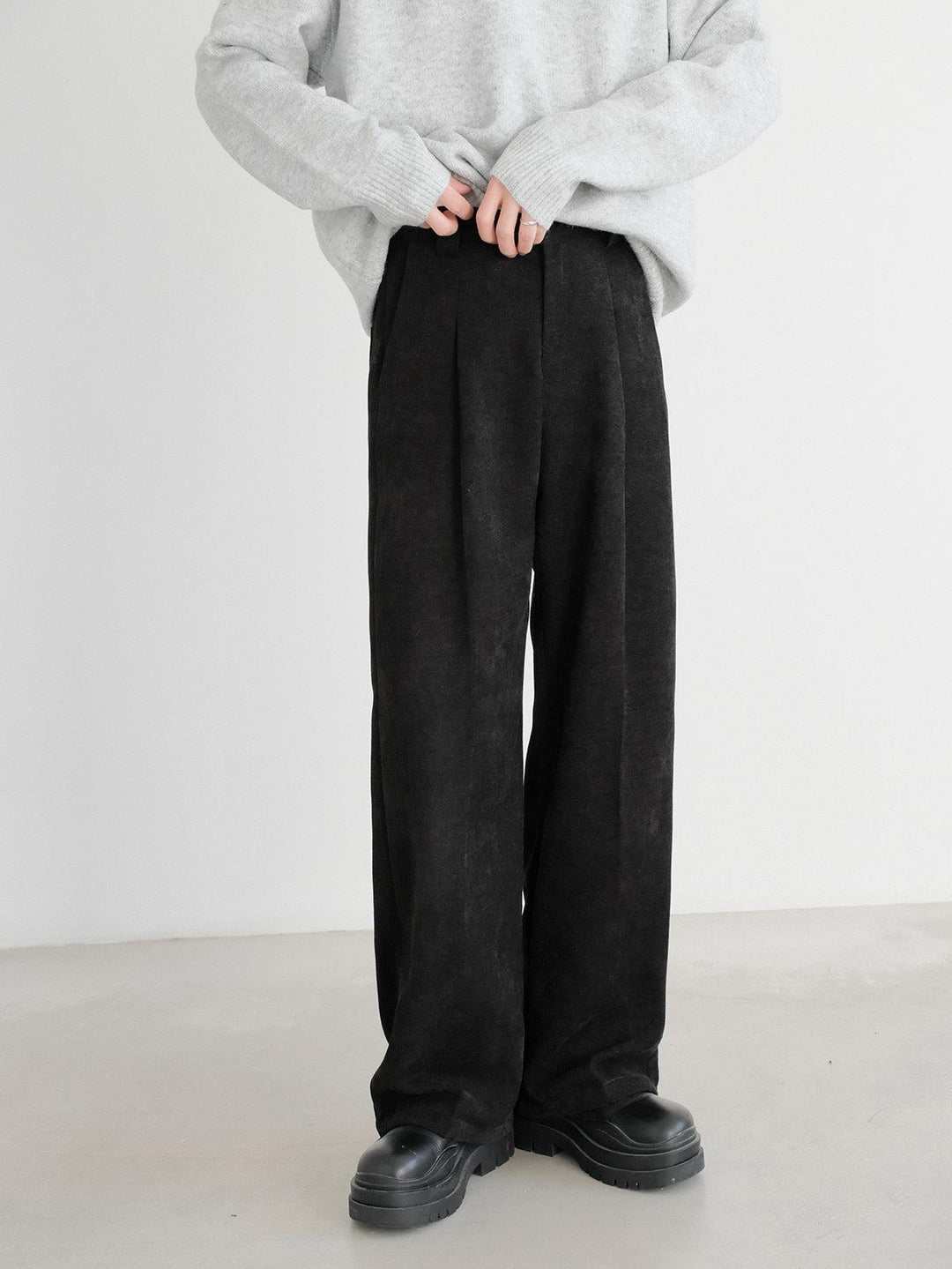 Shiny Straight Velvet Suit Pants-The Korean Fashion